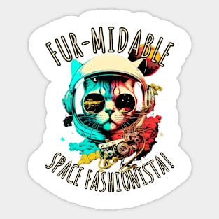 Fur-Midable Space Fashionista Space cat Sticker